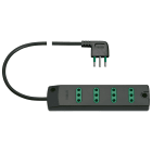 VIMAR - Presa mobile multipla 4 uscite Sicury standard italiano nero 2300W 10A 250V~ 1,5m 3 conduttori 0,75mm2 90°.