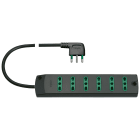 VIMAR - Presa mobile multipla 6 uscite 16A 250V nero con cavo 1,5m 3 conduttori 1mm2 spina 16A 90° - Sicury standard italiano 3680W