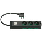 VIMAR - Presa multipla 3P30+6P17/11 con interruttore luminoso, cavo 1,5m, spina S17, potenza 3680W, nero, uscita cavo 90°.