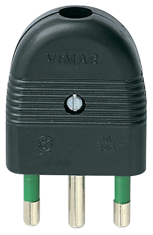 VIMAR - Spina Sicury 2P+T 16A Nero Standard Italiano Uscita Cavo