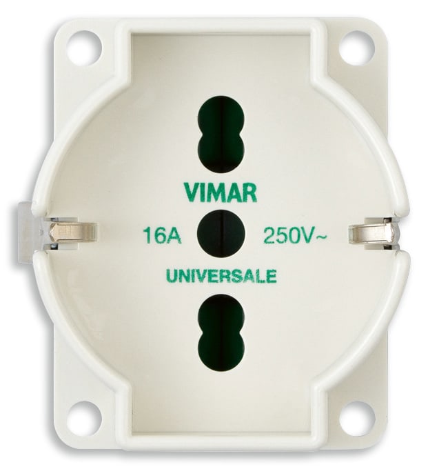 VIMAR - Frutto Presa Universale Avorio Sicury 2P+T 16 A 250 V~ Eurospine 2,5 A Standard Italiano Tedesco Monoblocco