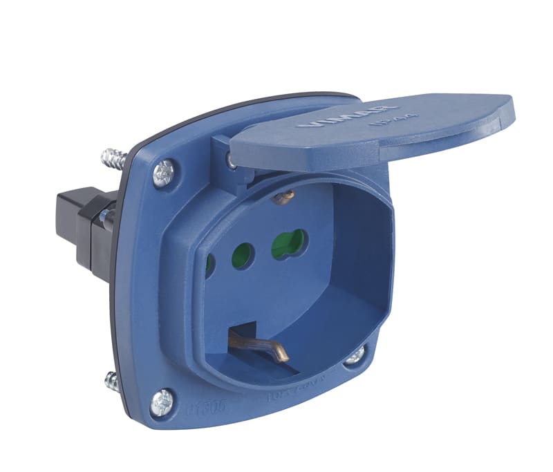 VIMAR - Presa Ricambio Universale Avvolgicavo Industriale Sicury 2P+T 16A 250V Blu con Viti e Guarnizione IP