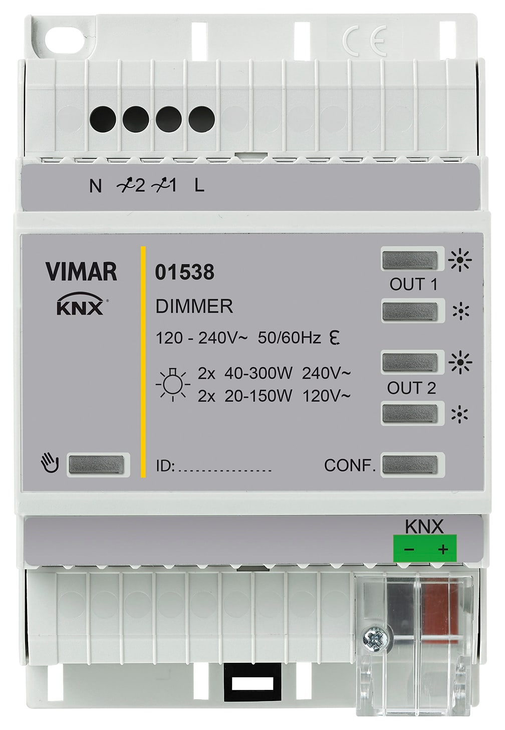 VIMAR - Dimmer Universale per Lampade Ad Incandescenza, CFL e LED - 2 Uscite, 40-300 W a 240 V~, 20-150 W a 120 V~, Trasformatori Elettronici 40-200 Va
