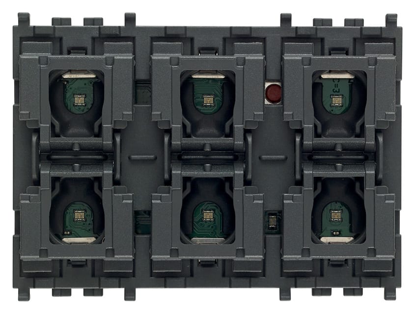 VIMAR - Comando KNX Sicuro 6 Pulsanti LED RGB Intensità Regolabile Tasti Intercambiabili Arké Plana - 3 Moduli
