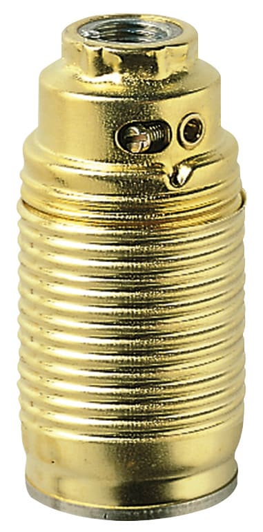 VIMAR - Portalampada E14 M10X1 Ottone Metallico con Vite di Blocco e Morsetto di Terra - Camicia Filettata Zincata Lucida