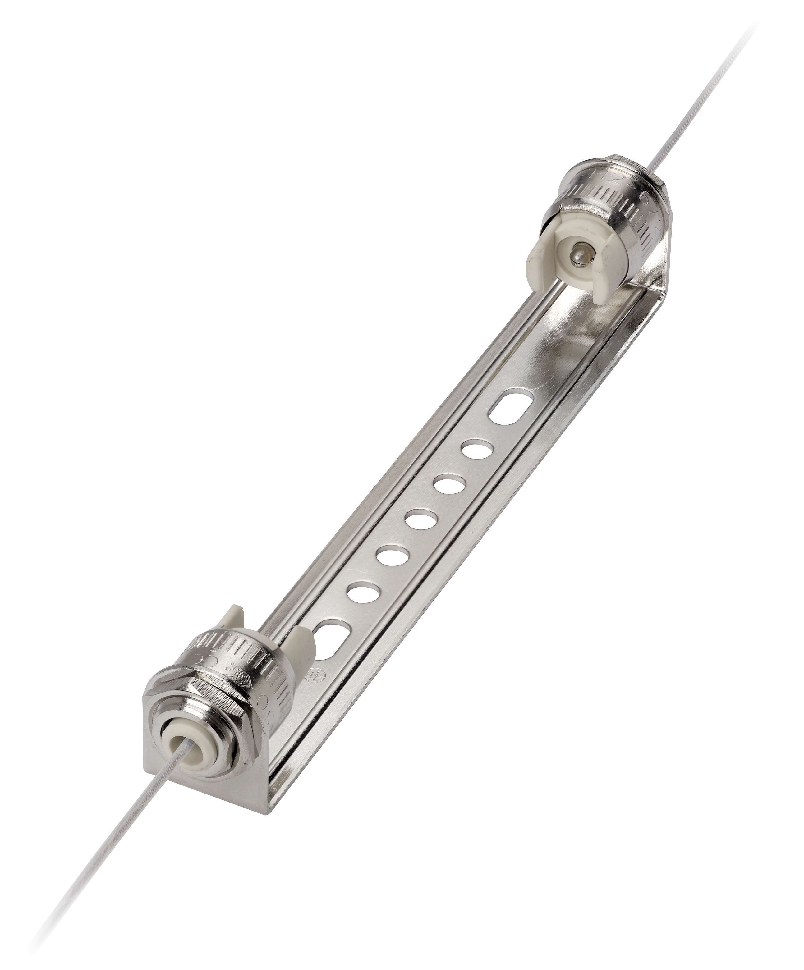 VIMAR - Portalampada cilindrico steatite 6A 250V, ottone nichelato, attacco R7s, 300-500W, cavo teflon 250mm, staffa fissaggio dritta, max 300°C.