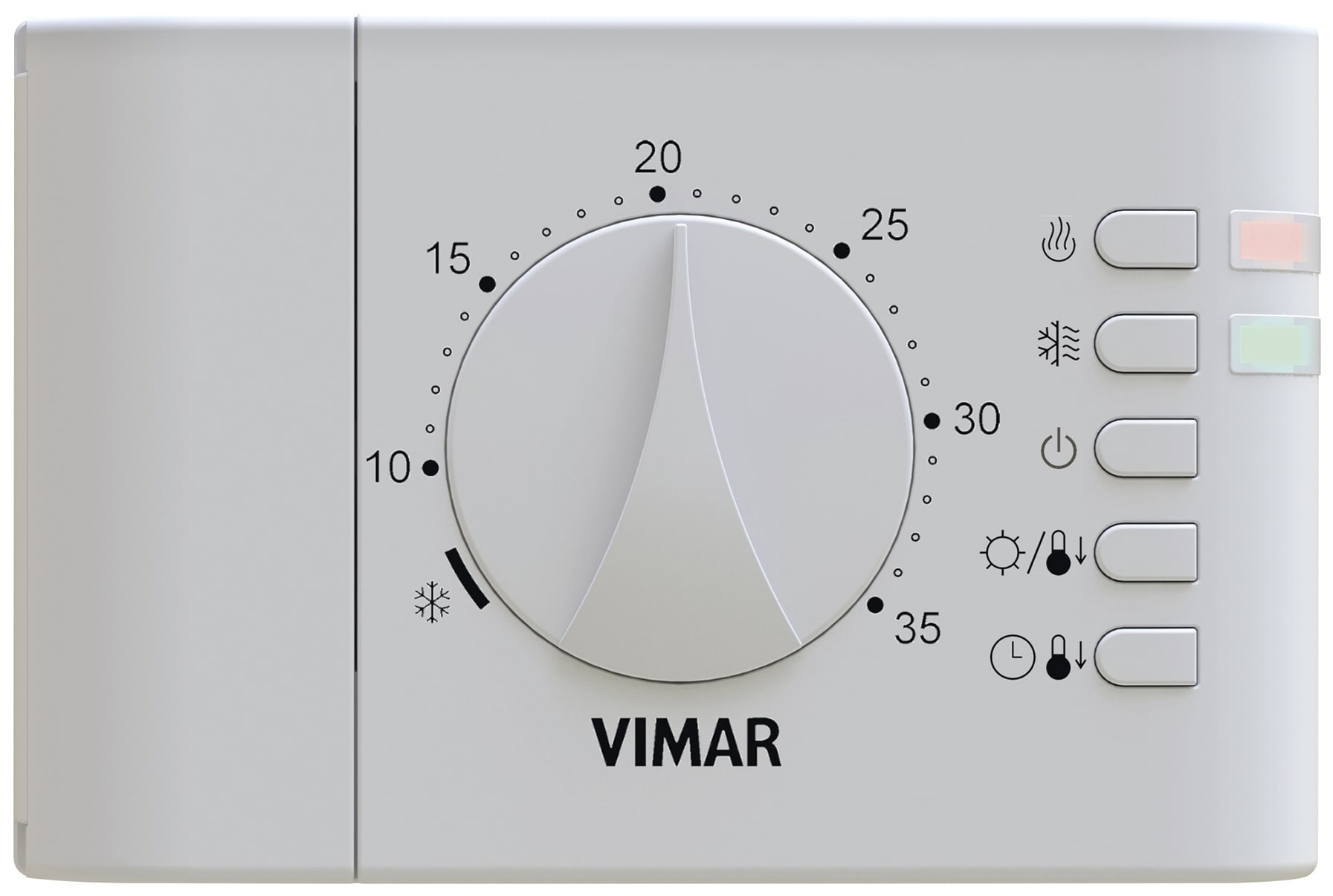 VIMAR - Termostato rotella parete bianco, controllo ON/OFF temperatura ambiente, classe I, relè 5(2) A 240 V, batterie AA non incluse.