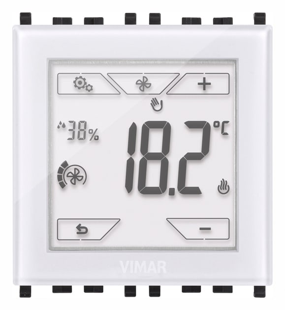 VIMAR - Termostato touch KNX 2M bianco, controllo temperatura 2 zone, domotica KNX, retroilluminazione RGB, compatibile placche Eikon, Arké, Plana.