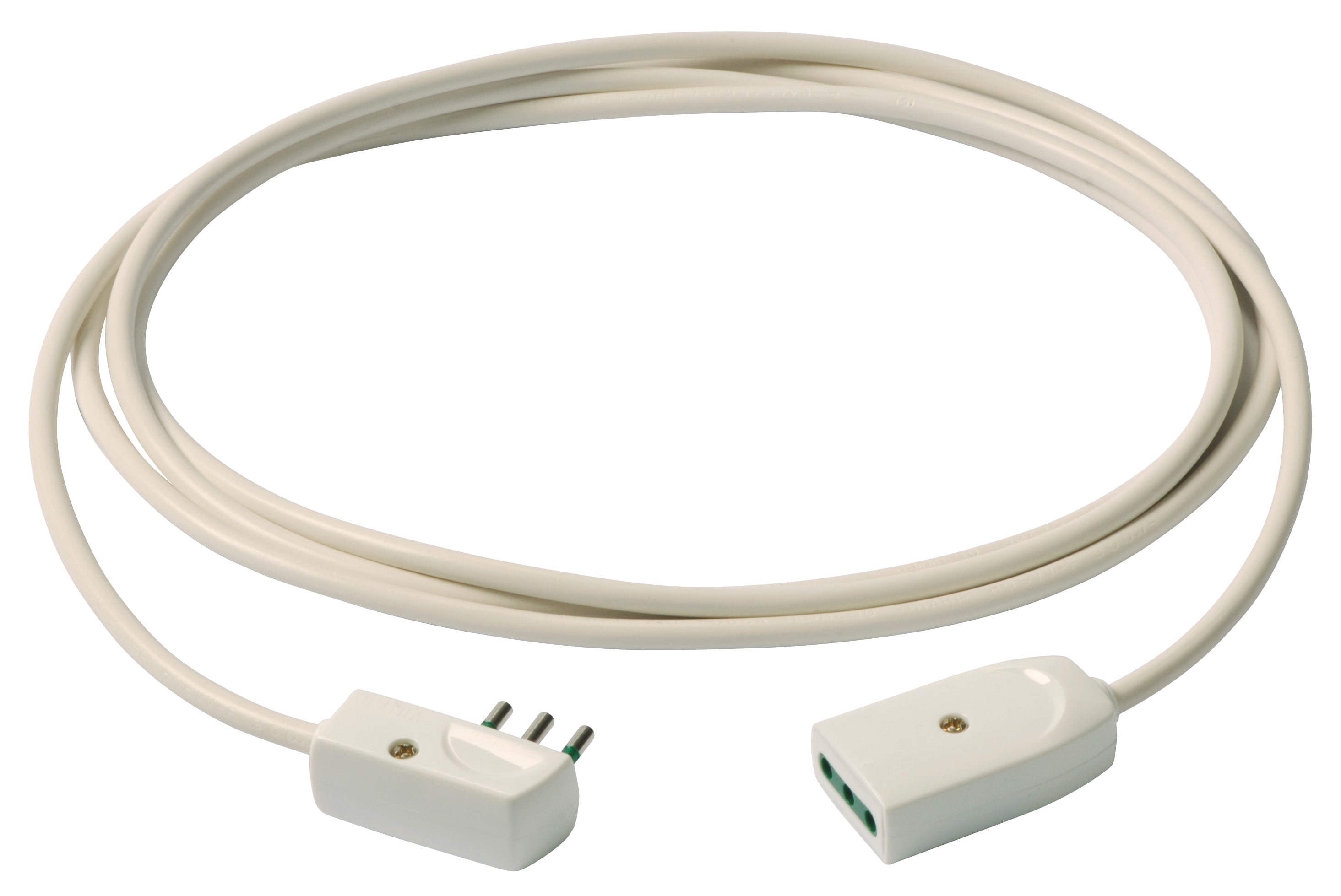 VIMAR - Cavo Prolunga 3G0,75+Spinapiatta 3M Bian - Cordone Prolungatore Lineare 3 Metri H05Vv-F 2P+T 10 A 250 V~ Presa Sicury Potenza 2300 W Bianco