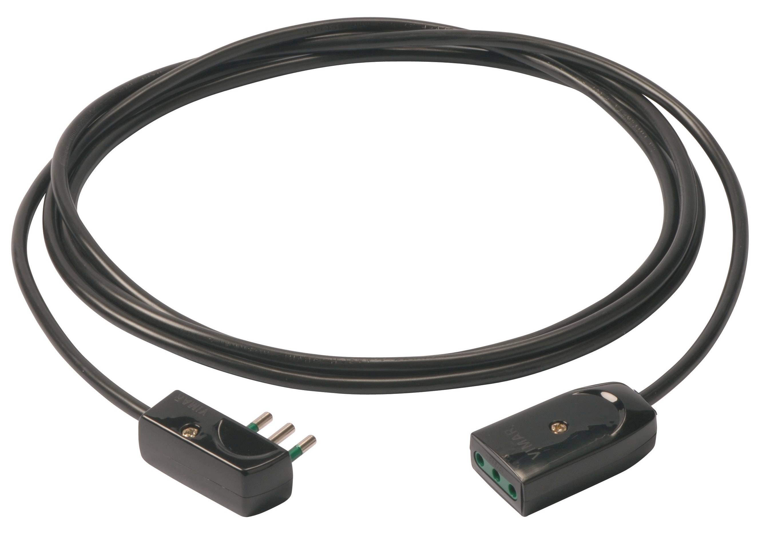 VIMAR - Cavo Prolunga 3G0,75+Spinapiatta 5M Nero - Cordone Prolungatore Lineare 5 Metri, H05Vv-F, Spina Piatta 2P+T 10 A 250 V~ Sicury P11, Potenza 2300 W