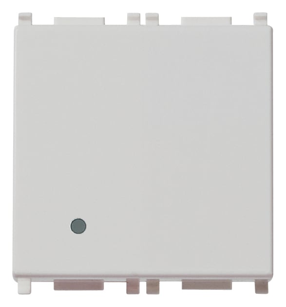 VIMAR - Deviatore 1P 16Ax 2M Silver Illuminabile Tasto Sostituibile 250V~ 2 Moduli 200W Lampade Alimentatore Integrato