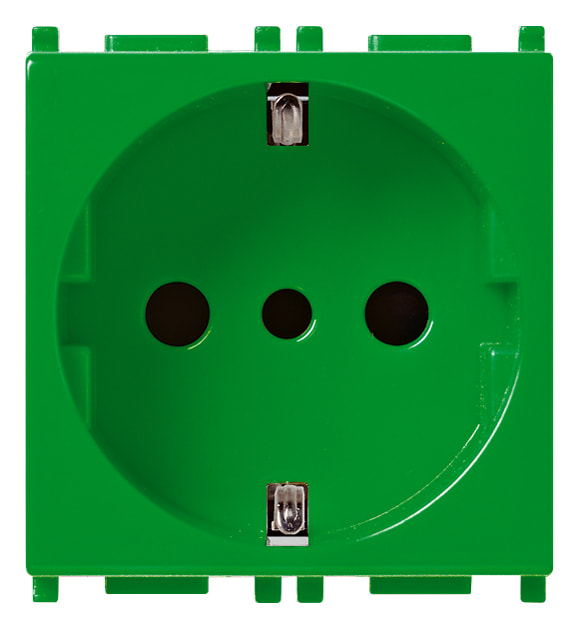 VIMAR - Presa Sicury Verde 2P+T 16A P30 Standard Italiano - Contatti Di Terra Laterali E Centrale - 2 Moduli