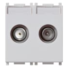 VIMAR - Presa passante 2 uscite silver coassiale 5-2400 Mhz demiscelata connettore maschio femmina attenuazione derivazione 10 Db - 2 moduli