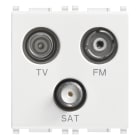 VIMAR - Presa TV-FM-SAT diretta 3 uscite bianco, coassiale 5-2400 MHz, demiscelata, attenuazione 1 dB, passaggio corrente 24 V 500 mA max.