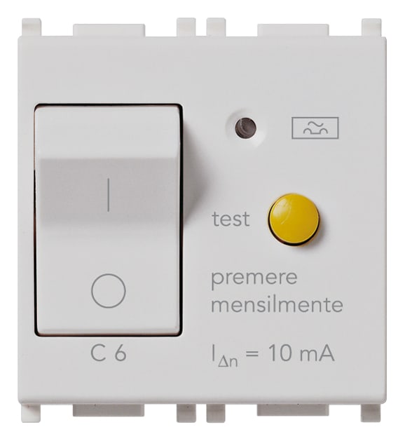 VIMAR - Interruttore Automatico Magnetotermico Differenziale 1P+N C6 10Ma Silver - 2 Moduli