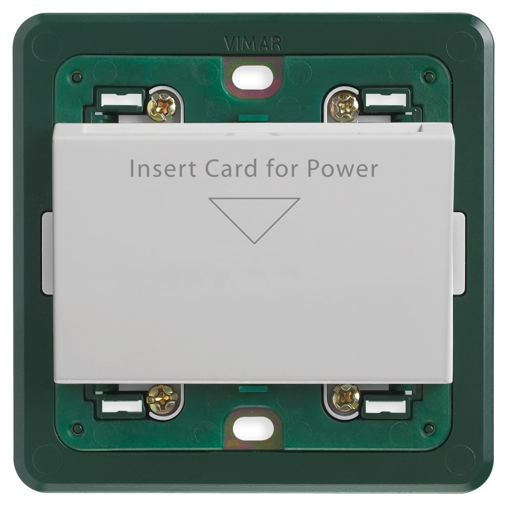 VIMAR - Interruttore a badge 230V silver, elettronico, tasca verticale, uscita a relè 16A, alimentazione 230V 50-60Hz, supporto per scatole BS, senza badge.