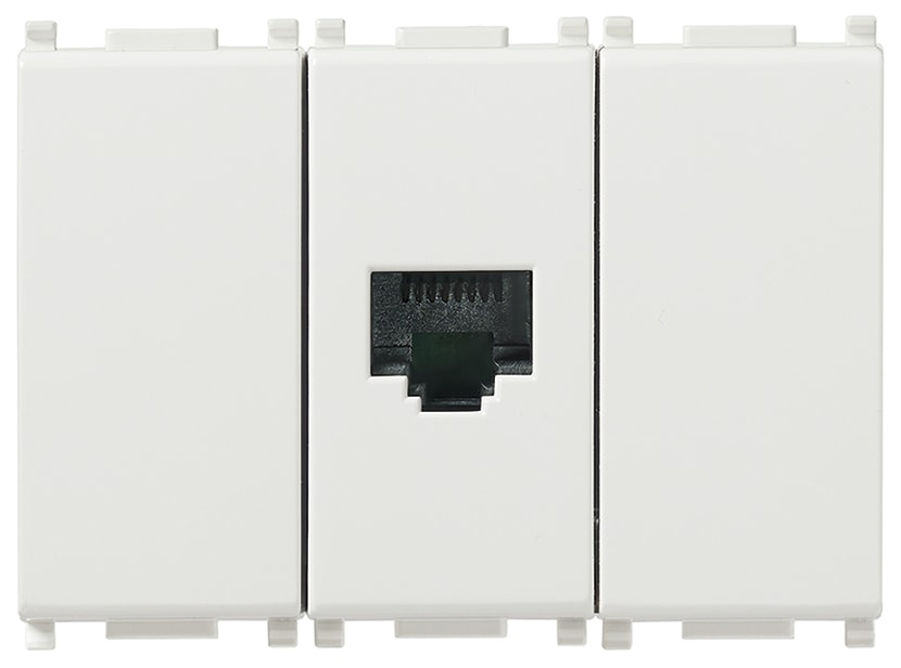 VIMAR - Modulo Relè 2Luci+2Aux Antibatt. Con Presa RJ45 Frontale Per Collegamento Chiamata 8In/8Out o Display Callway, 4 Uscite 24V No, Bianco - 3 Moduli
