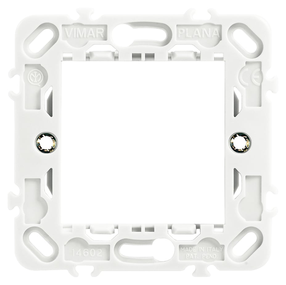 VIMAR - Supporto 2 Moduli Grigio con Griffe per Scatole Da Incasso Ø 60 Mm Interasse 71 Mm