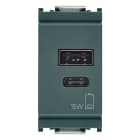 VIMAR - Alimentatore USB 15W 5V 3A, 1 uscita tipo A e 1 tipo C, carica dispositivi fino a 3A, alimentazione 120-240V 50/60Hz, grigio, cavo 1m.