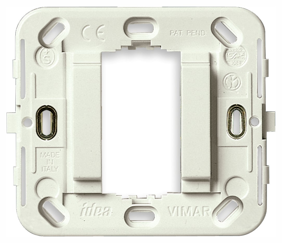 VIMAR - Supporto 1 Modulo Fronte Liscio Senza Viti Bianco per Scatole Incasso Rotonde o Quadrate