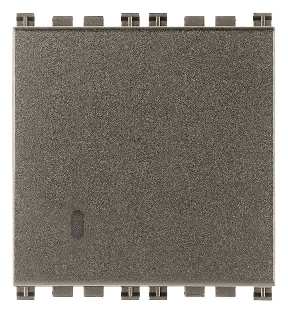 VIMAR - Deviatore 1P 20Ax 2M Metal Illuminabile Tasto Sostituibile 2 Moduli 250W Lampade Alimentatore Integrato