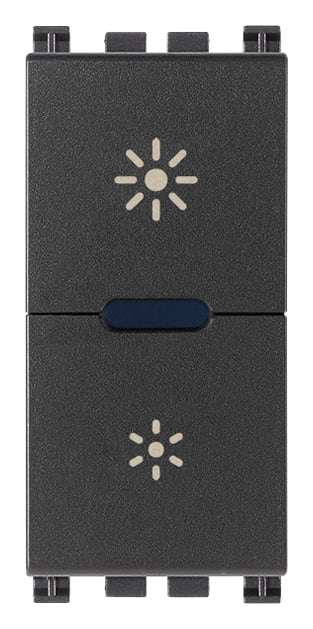 VIMAR - Dimmer universale 230V 50Hz, per lampade incandescenza, CFL, LED, antibatterico, grigio, comando ON/OFF, regolazione intensità, funzione MASTER.