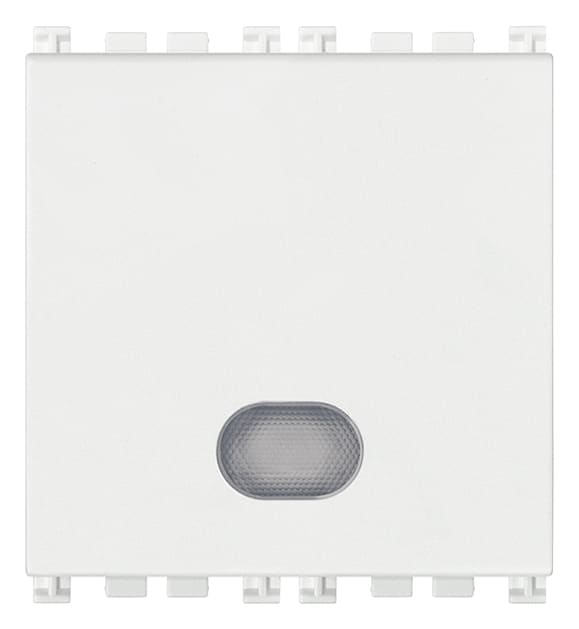 VIMAR - Pulsante set/reset bianco per chiamata di emergenza, 2 uscite a relè NO 5 A 250 V, alimentazione 12 V o 12-24 V, 2 moduli, segnalazione ottica e acustica.