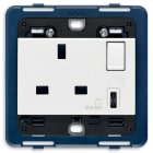 VIMAR - PRESA 2P+T 13A BS+INT.ROSSO+USB C BIANCO