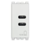 VIMAR - Alimentatore USB C+C 15W 3A 5V bianco, 2 uscite USB C per caricare fino a 3A o 2 dispositivi, alimentazione 120-240V 50/60Hz, 1 modulo.