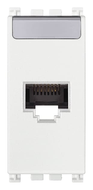 VIMAR - Presa RJ45 Netsafe Cat5E UTP Antibatterica - Connettore Universale T568A/B, 8 Contatti, Morsetti Senza Utensile, Bianco