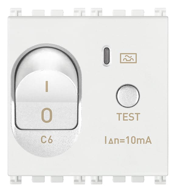 VIMAR - Interruttore Automatico Magnetotermico Differenziale 1P+N C6 10Ma Bianco - 2 Moduli