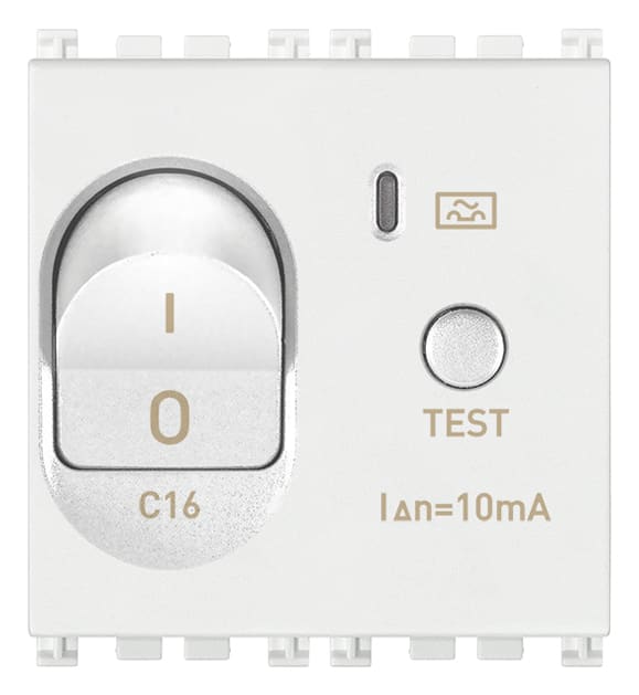 VIMAR - Interruttore Automatico Magnetotermico Differenziale 1P+N C16 10Ma Bianco - 2 Moduli