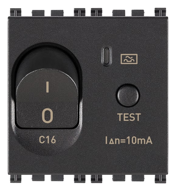 VIMAR - Interruttore Automatico Magnetotermico Differenziale 1P+N C16 10Ma Grigio - 2 Moduli
