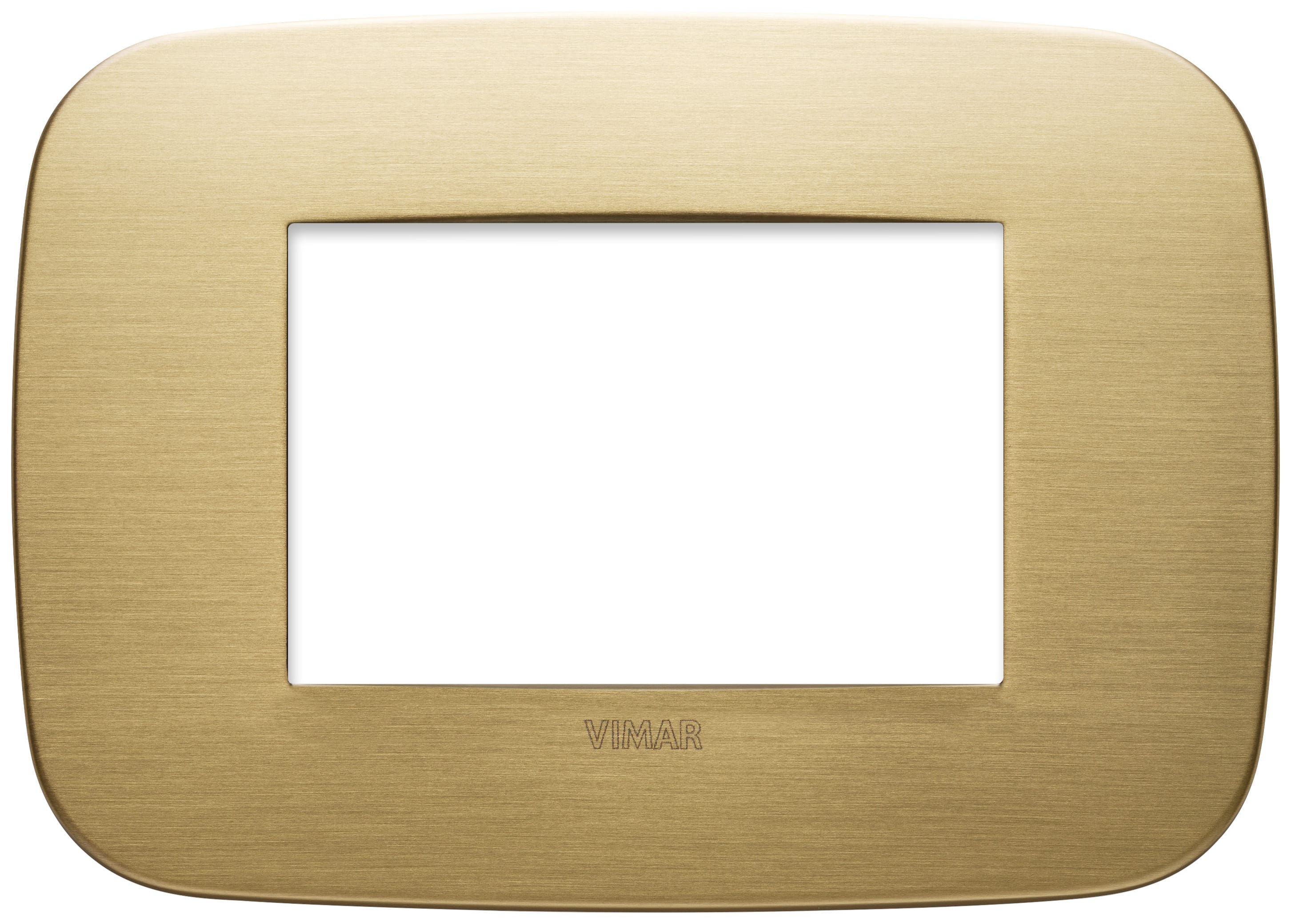 VIMAR - Placca tonda 3 moduli in ottone spazzolato - Materiale elettrico