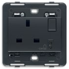 VIMAR - PRESA 2P+T 13A BS + INT. + USB C GRIGIO