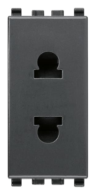 VIMAR - Presa Sicury 2P 16A Grigio Standard Euroamericano Spinotti Piatti Paralleli Ø4,8Mm