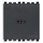 VIMAR - Alimentatore USB C 60W PD Grigio - Per Notebook, Tablet, Smartphone, Fotocamere - Uscita USB Tipo C - Power Delivery - 120-240 V~ 50/60 Hz - 2 Moduli