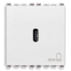 VIMAR - Alimentatore USB C 30W PD bianco per dispositivi elettronici, 1 uscita USB tipo C, tecnologia Power Delivery, alimentazione 120-240 V~ 50/60 Hz.