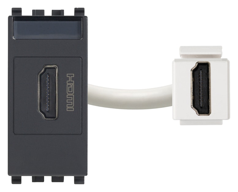 VIMAR - Presa HDMI 2.1B Grigio - Standard Keystone, Aggancio Grigio.