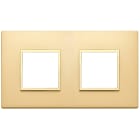 VIMAR - Placca 4 Moduli Interasse 71mm Oro Satinato Alluminio Nobilitato Cornice Dorata