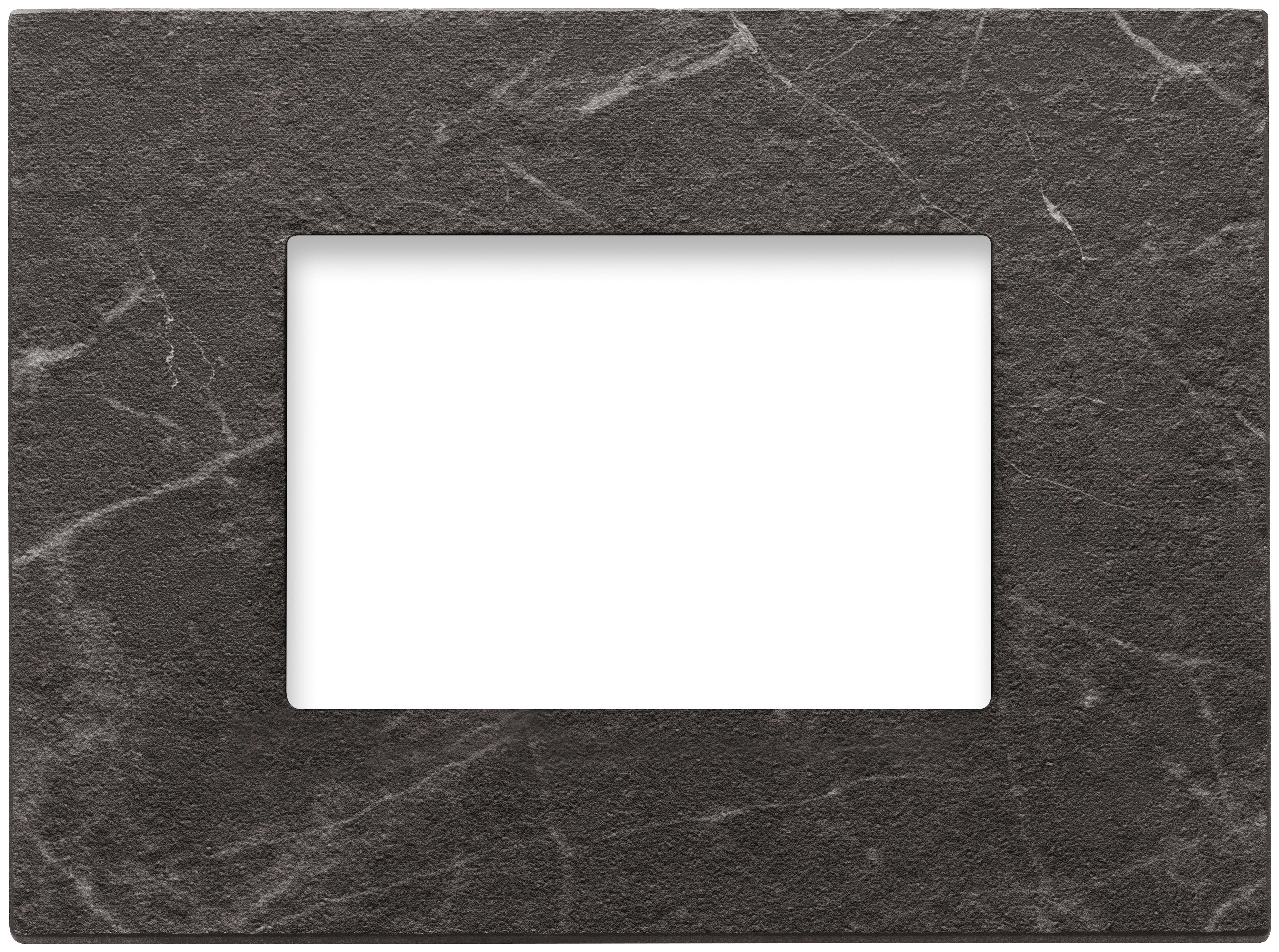 VIMAR - Placca 3M Nero Marquina - 3 Moduli Pietra Lavorata