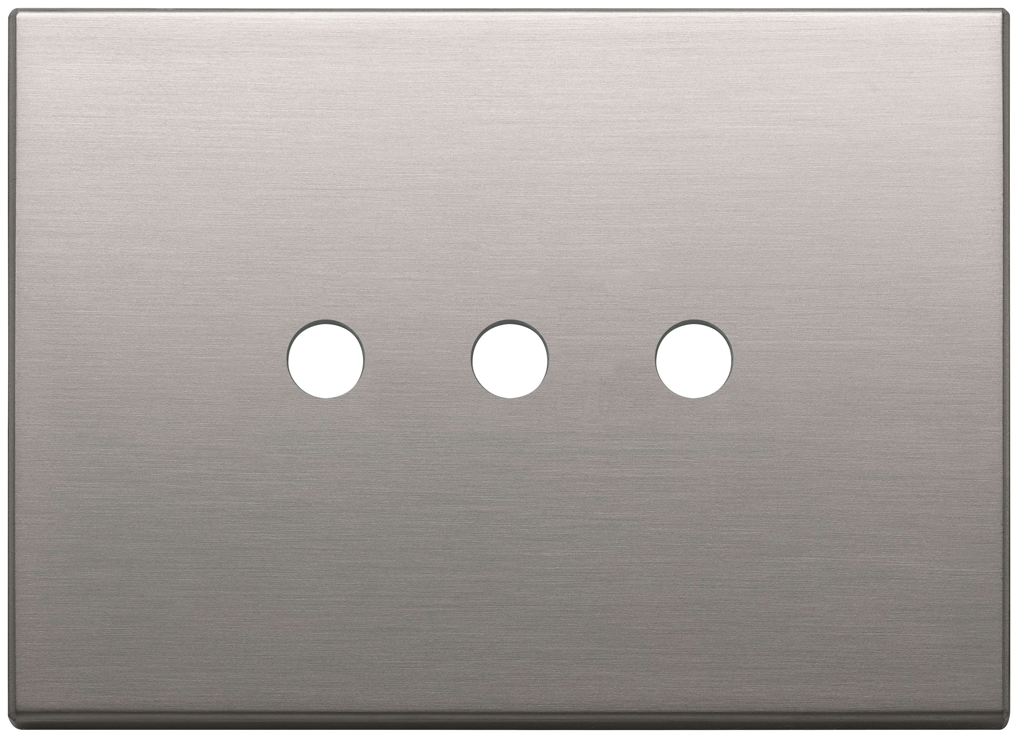 VIMAR - Placca 3 Moduli Tondo Nichel Spazzolato per Tre Comandi Metallo