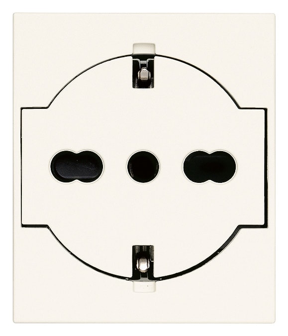 VIMAR - Presa Universale Standard Italiano 2P+T 16A 250V~ Bianco - Sicury P40 A Filo, 2 Moduli
