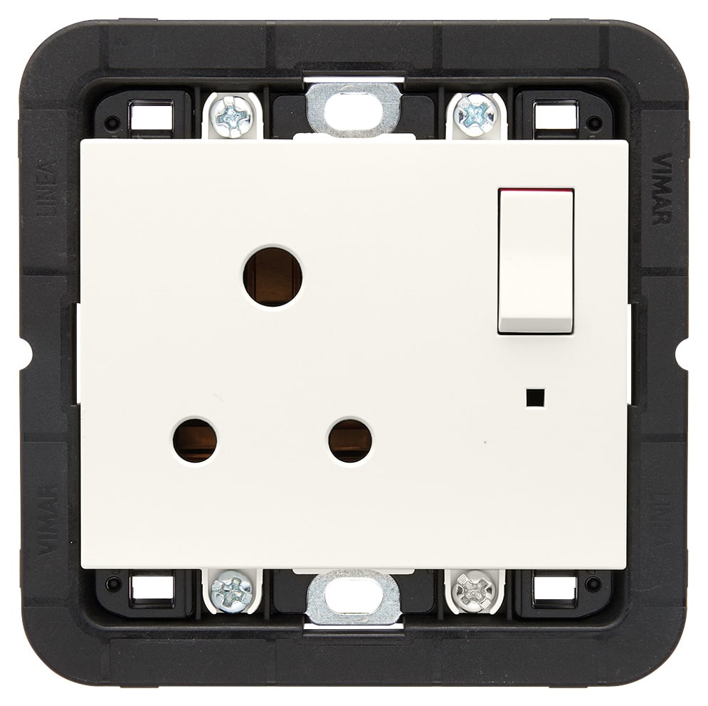 VIMAR - PRESA 2P+T 5A INGLESE INTERR. BIANCO