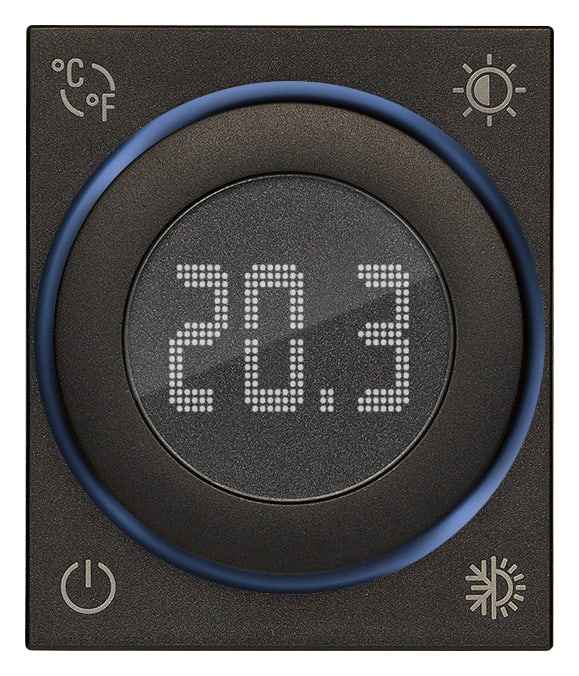 VIMAR - Termostato a Rotella con Uscita a Relè per Riscaldamento e Condizionamento, Retroilluminazione LED Bianca, Alimentazione 100-240V.