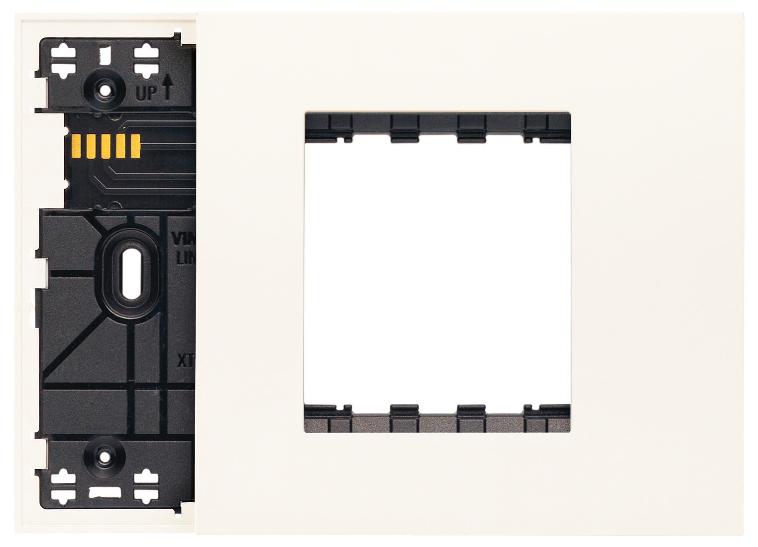 VIMAR - Supporto Misto Elettrificato per 1 Nodo e 1 Modulo Frontale Xt, 2 Dispositivi Standard, Viti, Scatole 3 Moduli, Completo di Placca Bianco
