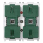 VIMAR - Due pulsanti basculanti e attuatore per tapparella con orientamento lamelle, uscita a relè per motore 0,6 2 A 120-230 V~, tasti intercambiabili.