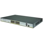 VIMAR - Switch ethernet 16 porte PoE, 2 uplink 10/100/1000 Mbps, 1 SFP combo, compatibile IEEE 802.3af/at, auto-sensing, LED attività, alimentazione 100-240 Vac.