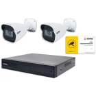 VIMAR - Kit IP 4CH PoE 5 Mpx H.265+ NDAA, NVR 4 canali, switch PoE 4 porte, visione remota, HDD 1 TB, 2 telecamere 5 Mpx, cartello videosorveglianza.