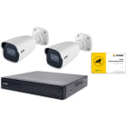 VIMAR - Kit IP 8CH PoE 5 Mpx H.265+ NDAA: NVR 8 canali, compressione H.265+, switch PoE 8 porte, HDD 1 TB, 2 telecamere 5 Mpx, cartello videosorveglianza.
